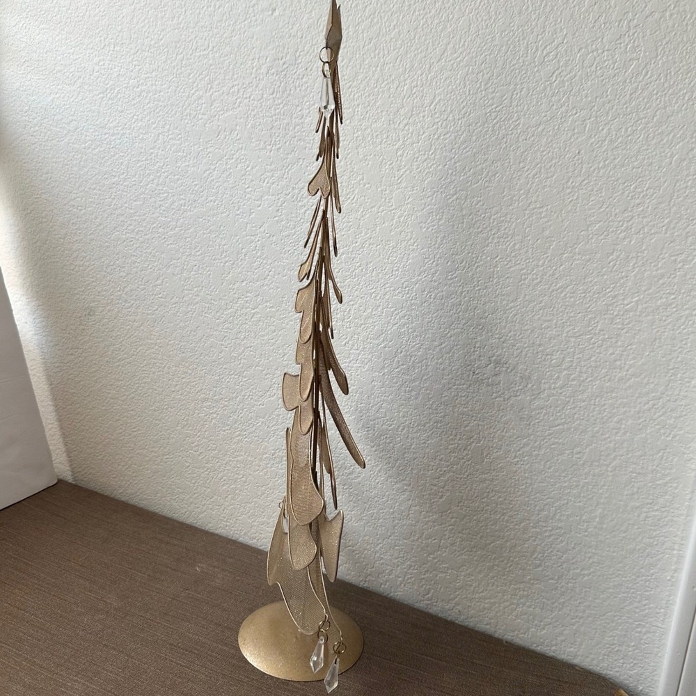 Pier 1 Christmas Tree Decor Gold Wire Mesh Star Crystal Tabletop 22in Large - Picture 5 of 8